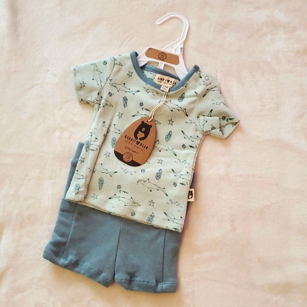 💜 2/$10 Rabbit+Bear 2pc baby shirt and short